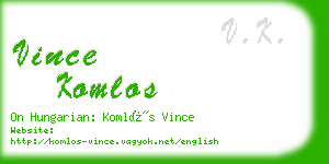 vince komlos business card